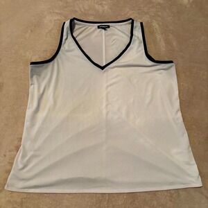 Express Sleeveless V-Neck Tank Top Women's Large White Black Trim